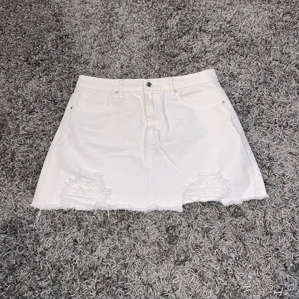 White Jean Skirt